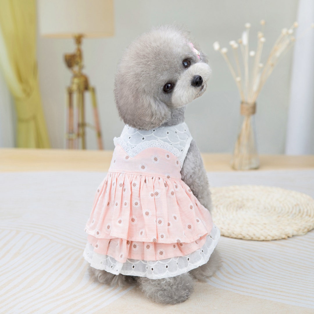 Sunflower Lace Dog Pink Dress Pet Clothes Etsy