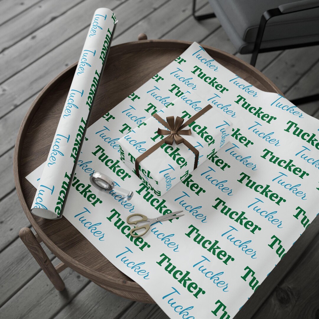 Personalized Name Gift Wrap | Custom Wrapping Paper | Green & Blue - Etsy