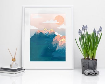 Home Decor | Art | Illustration | 260gsm Lustre Poster Print | Wall Decor | Mountain Art | Japanese Art
