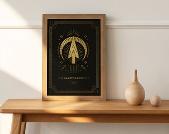 Sagittarius Star Sign | Zodiac | Horoscope | Giclée Fine Art 260gsm Lustre Poster Print | Wall Decor | Astrology Gift | Valentine's Day