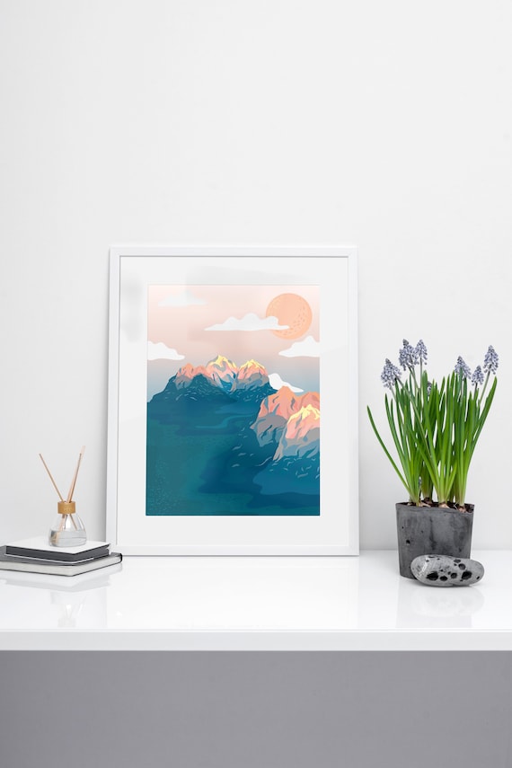 Home Decor | Art | Illustration | 260gsm Lustre Poster Print | Wall Decor | Mountain Art | Japanese Art