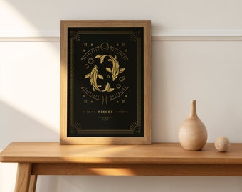 Pisces Star Sign | Zodiac | Horoscope | Giclée Fine Art 260gsm Lustre Poster Print | Wall Decor | Astrology Gift | Valentine's Day