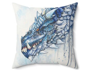 Linnorm' Square Pillow | Pillowcase and pillow, fantasy design, Unique gift | Cushion, dragon design | Room Accent | Fantasy Elements