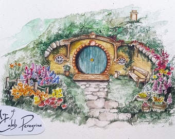 Hobbit Hole Giclee Fine Art prints | Bespoke quality Giclee painting, traditional fantasy artwork, Limited edition