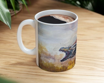 Drogon Mug, 11oz  | Ceramic cup | Fantasy mug, Nerd tumbler collection, Fine art | Fanart kitchen wares, dragon mug