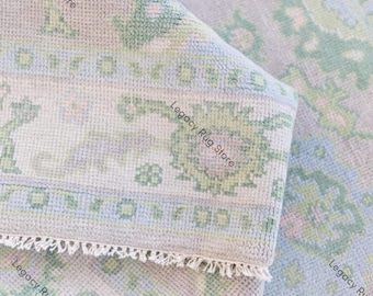 Hand-Knotted Wool Oushak Rug: Muted Turkish Style Area Rug