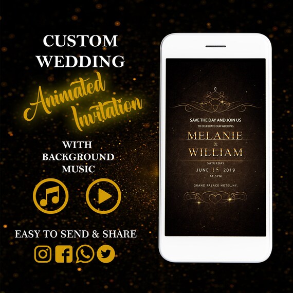 Custom Video Wedding Invitation With Song Electronic Wedding - Etsy