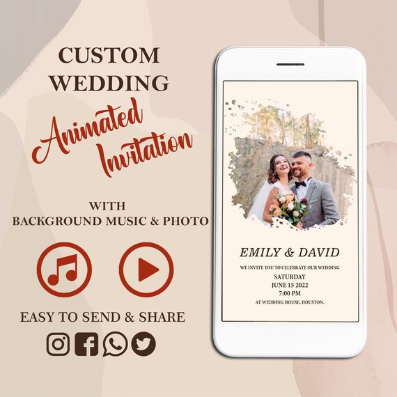 Personalized Digital Wedding Invitation Custom Video Etsy