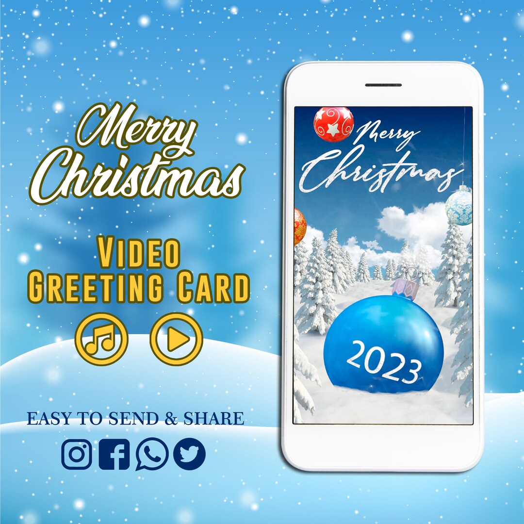 Merry Christmas Video Greeting Card Animated Christmas Video Etsy