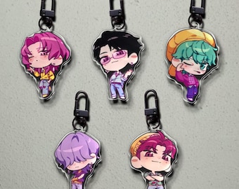 Llavero de acrílico transparente de Saja Boys de 2,5" con dije de doble cara