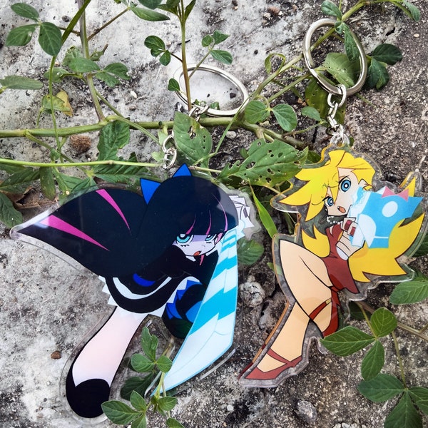 3.5" Panty and Stocking Clear Acrylic Keychain Charm