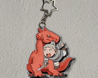 3" Laios Slays The Red Dragon Clear Acrylic Keychain Dungeon Meshi Charm