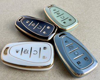Suitable Chevy Car Key Cover, Chevy Key Fob Cover, Smart Key Fob Cover, Soft Premium TPU Key Fob Cover, Key Holder Malibu Cruze 5 Button