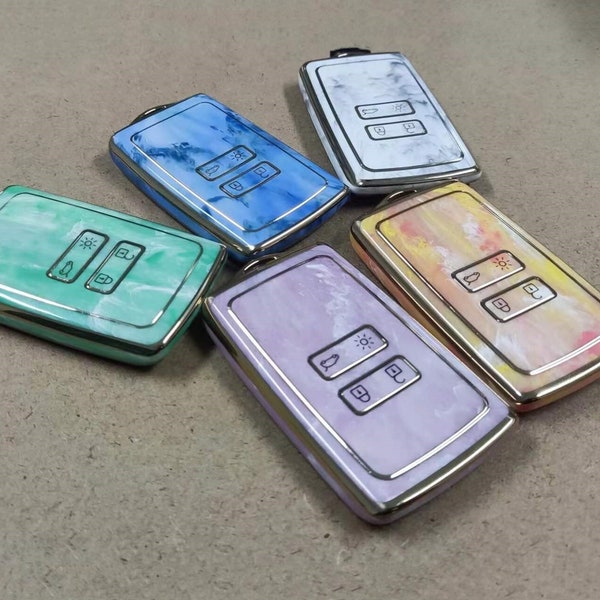 Suitable For Renault Car Key Case,Soft Premium TPU Car Key Case,Smart Key Fob Case,Car Key Case With Key Fob Clip,Key Chain 4 Buttons
