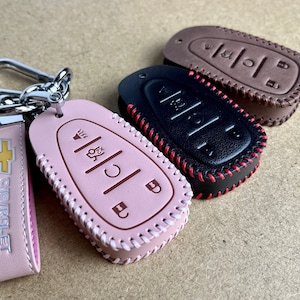 Leather Chevy Car Key Cover, Chevrolet Car Key Case for Keyless Remote Entry, Smart Key Fob Cover, Key Holder Malibu Cruze 4&5 Button