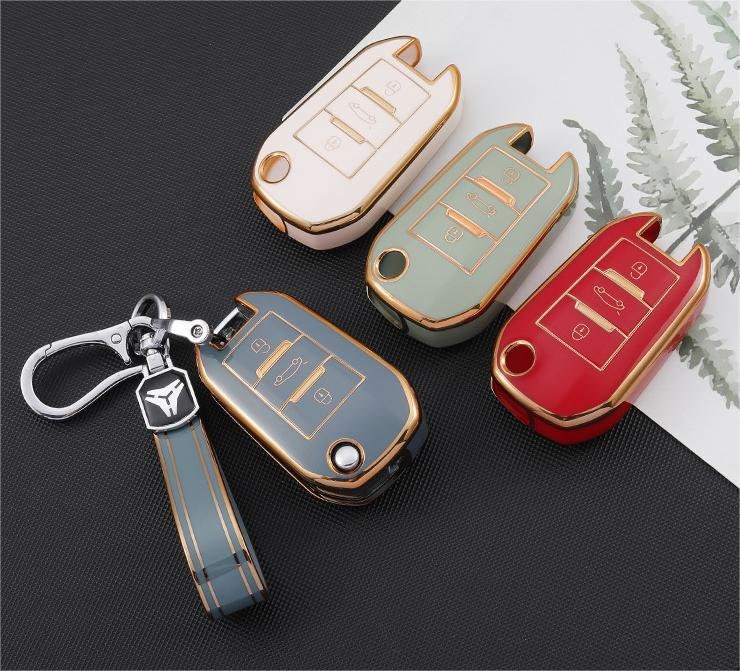Xukey® Silicone Key Fob Cover Case For Peugeot 3008 208 308 RCZ 508 408  2008 407 307 4008 Car Remote Flip Key Shell Skin Protector