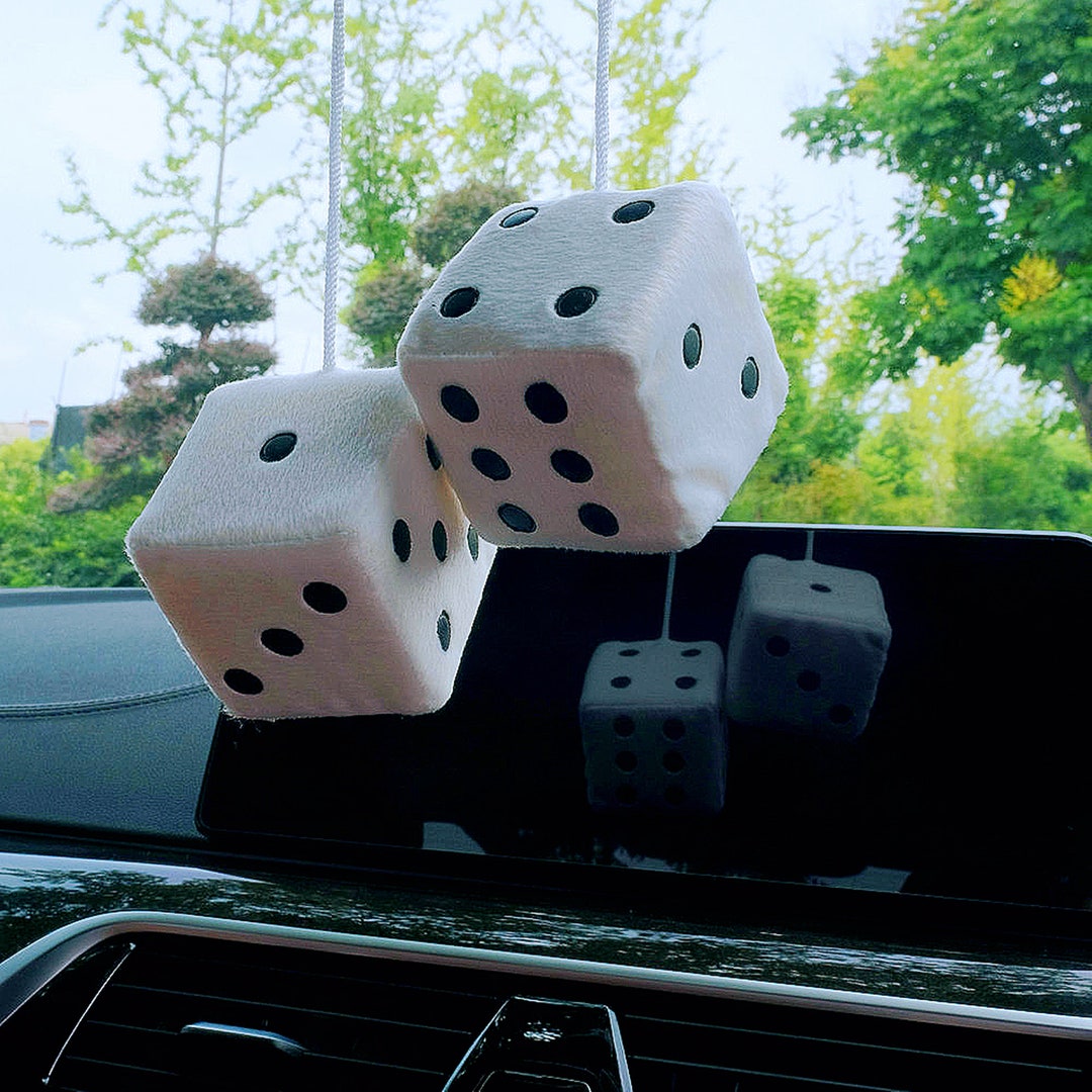 Dice Car Pendant, Rear View Mirror Dice Pendant, Fluffy Dice Plush Car