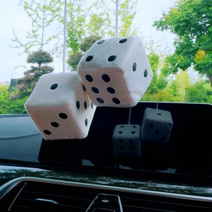 Pair Fuzzy Dice Rear View Mirror Hanging Decoration - Stealth Car  Accessories for Stylish Drives