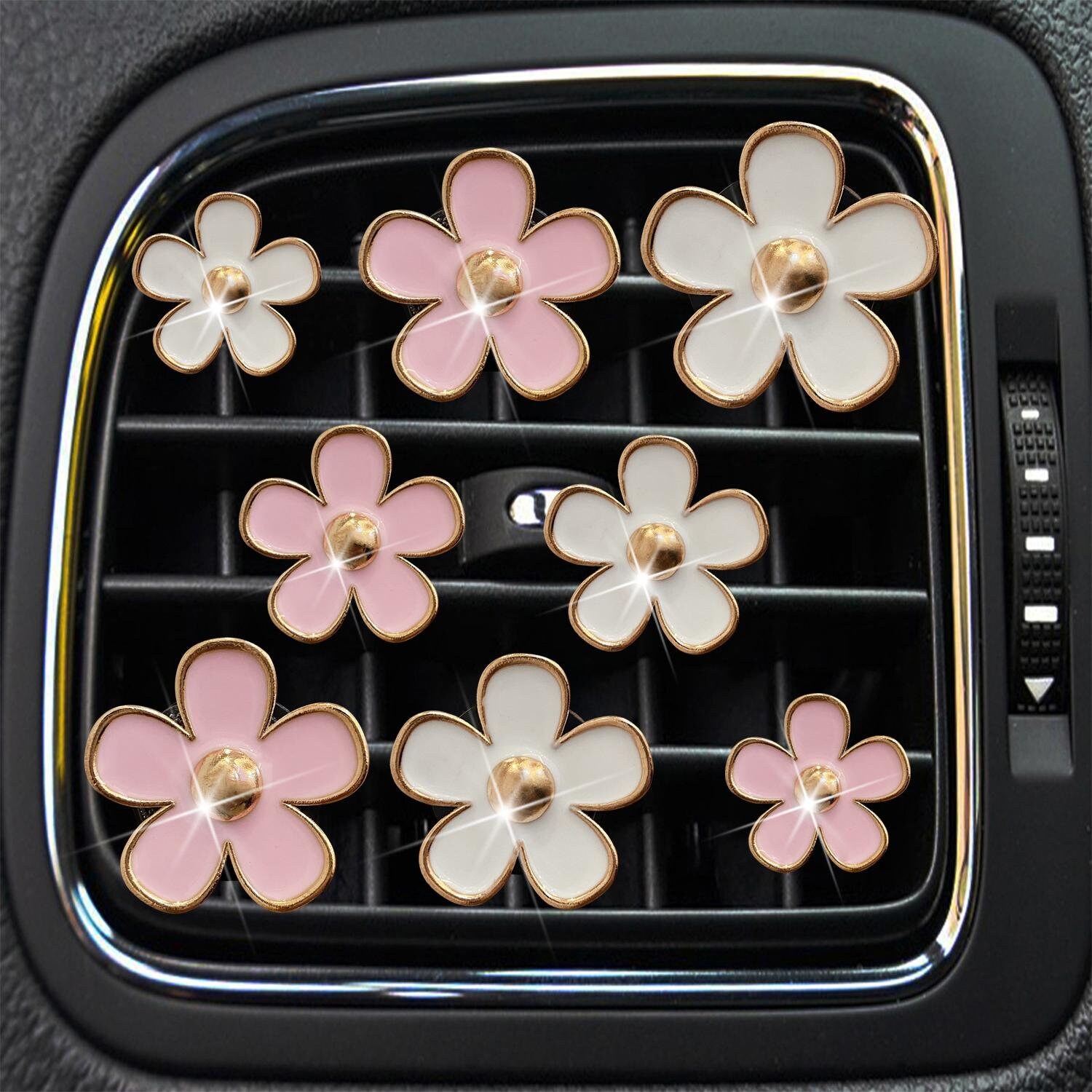 4pcs Cherry Blossom Car Vent Clip Clay Flower Car Accessory 