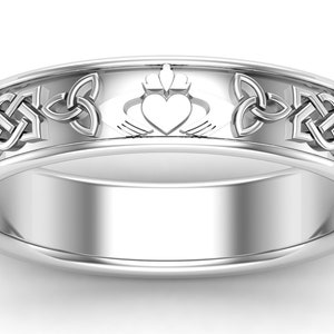 14K Gold Claddagh Engagement Ring Dainty Claddagh Band Antique Claddagh Ring Anniversary Ring Sterling Silver Ring Matching Love Band