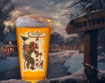 Old European Krampus The Christmas Devil Is On The Way To YOUR House Custom Name Drop Pint Glass