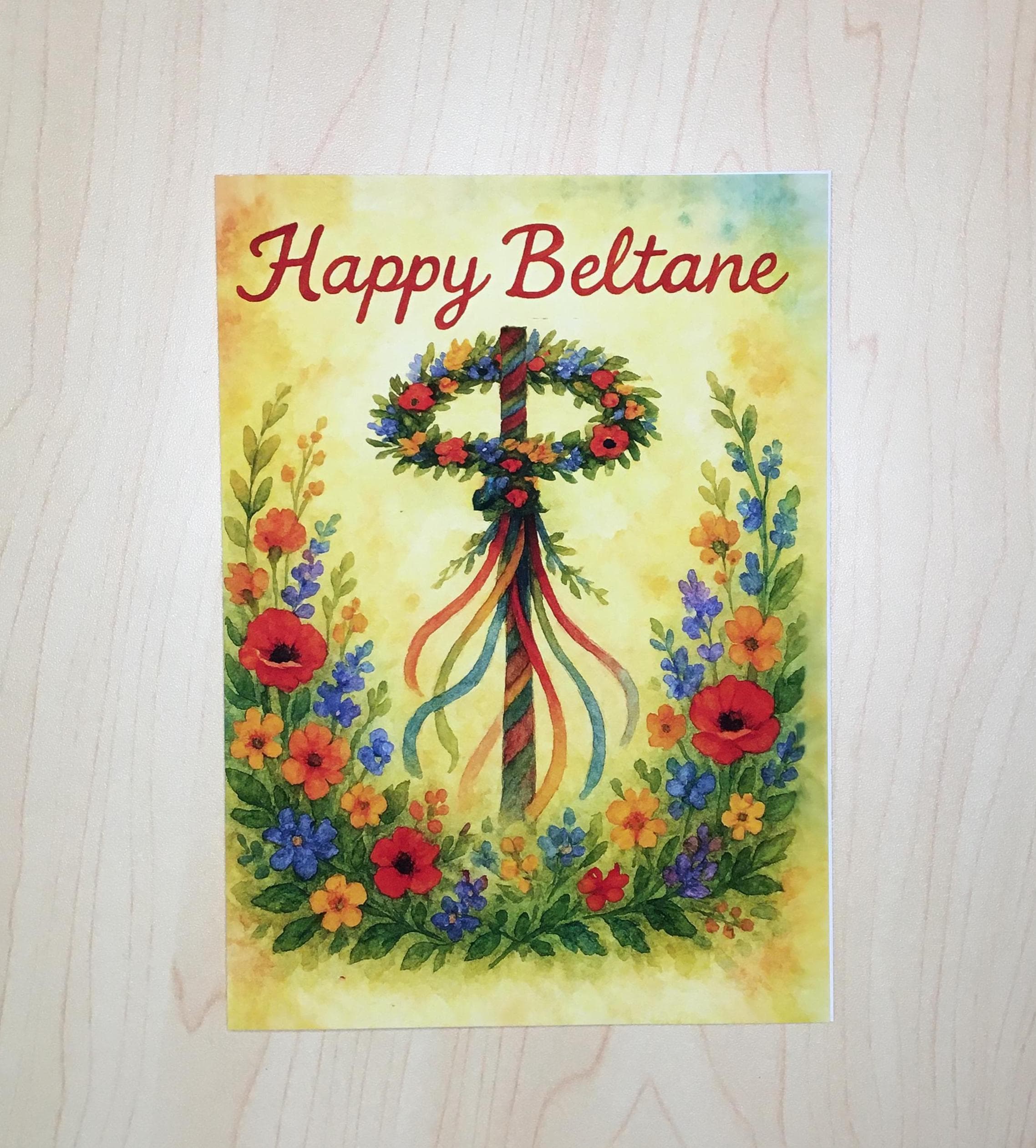 Beltane Maypole Greeting Card Pagan Spring Holiday Card Wiccan May Day ...