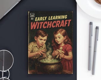 Early Learning Witchcraft Notebook – Funny Dark Academia Journal – Vintage Occult Book Cover – Goth Gift – Hardback 5x7 Journal