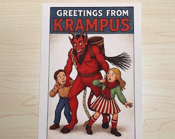 Greetings From Krampus Folklore Christmas Holiday Greeting Card Alternative Christmas Gothic Horror Greeting For Krampusnacht