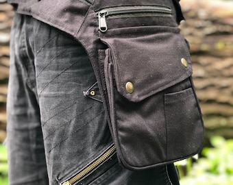 Cinturón utilitario de un solo lado Billy ~ Riñonera de algodón ~ Cinturón con bolsillo ~ Cinturón para festivales ~ Bolso lateral ~ Bolsa ~ Riñonera para festivales ~ Goa ~ JUNGLA