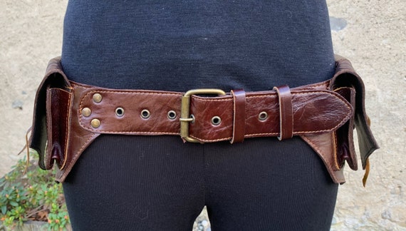 Leather Utility Belt Pocket Belt Multipocket Belt With 