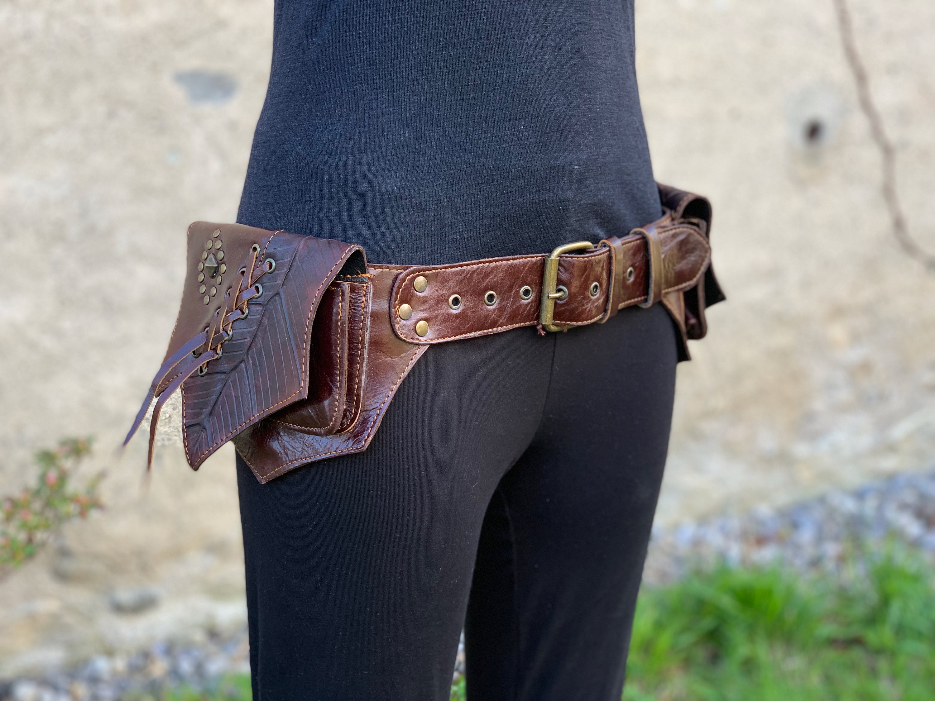 Coyote festival Belt Leather Utility Belt Bag