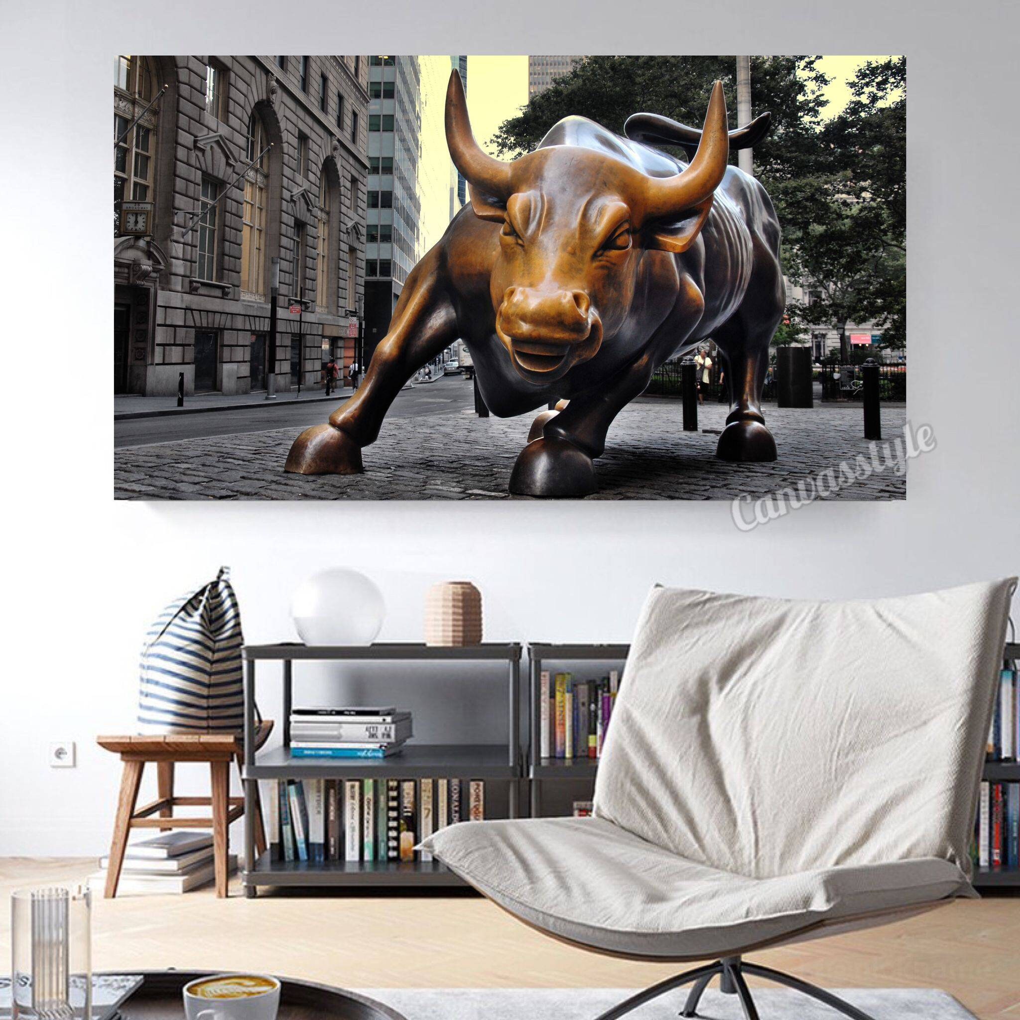 Bull Canvas Estatua de carga Arte de Wall - Etsy España