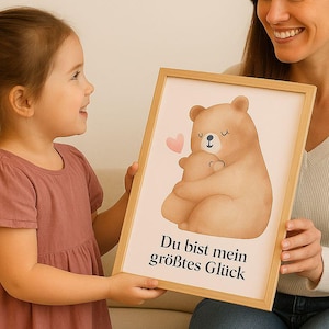 Herzposter mit Bärenmotiv fürs Kinderzimmer | Digitaler Download oder gerahmte Version | Geschenk von Kindern für Mama | Muttertag Widmung