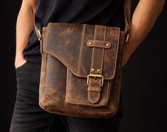 Vintage Diesel Style Sling Bag Leather Military Multipocket Japan