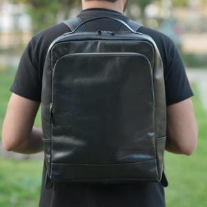 Black Leather Backpack Men&#39;s Leather Rucksack Personalized Leather Backpack laptop backpack Camping Travel bag Christmas gift for him brown