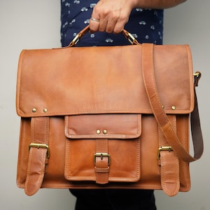 Personalized Genuine leather messenger bag , Leather shoulder bag, leather laptop bag , Laptop Briefcase,  Tan leather bag Leather Crossbody