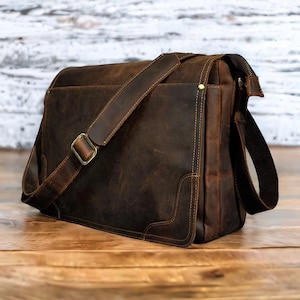 Sac messager en cuir pour homme, sac pour ordinateur portable personnalisé, porte-documents en cuir, sac cartable en cuir, sac à bandoulière en cuir, sac à bandoulière en cuir pour femme