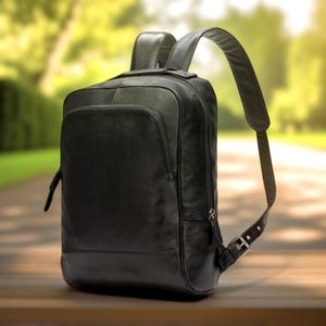 Leather backpack for men Black leather backpack Travel rucksack Laptop backpack Casual daypack Men messenger bag Christmas gift for him