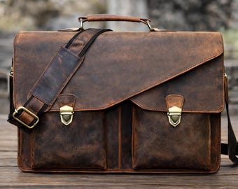 Leder Umhängetasche für Männer, Personalisierte Laptop Umhängetasche, Vintage Crossbody Arbeitstasche, Valentinstag Geschenk für Ihn, Leder Aktentasche Laptoptasche