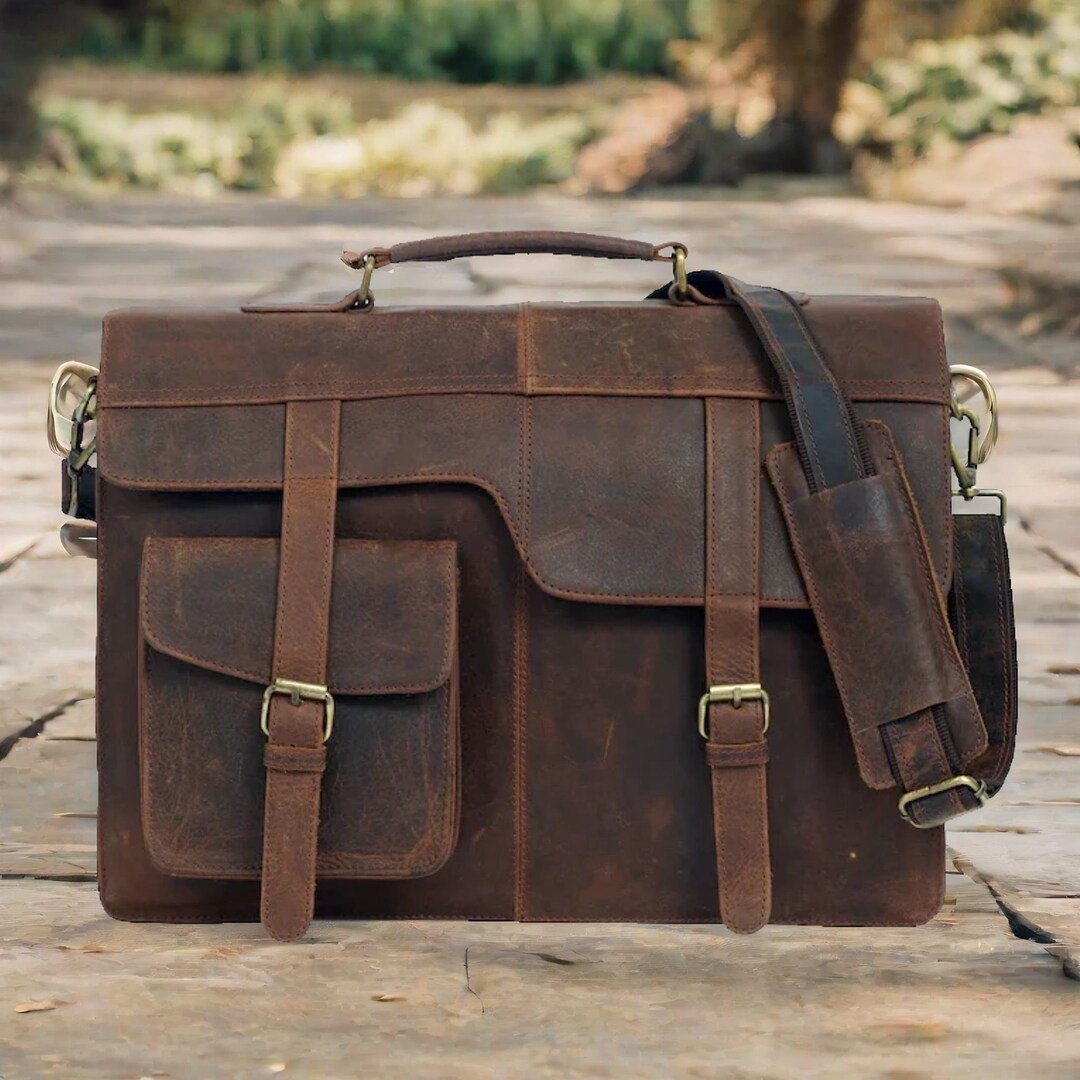 Personalised Leather Laptop Bag 18 Inch Leather Laptop Etsy