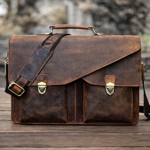 Men's Leather Messenger Bag, Leather satchel men, Personalized laptop messenger bag, Leather Laptop Bag, crossbody bag, Vintage leather bag