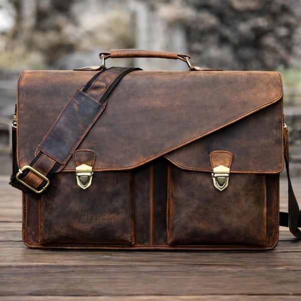 Bolso bandolera de cuero para hombre, bolso bandolera de cuero para hombre, bolso bandolera personalizado para portátil, bolso de cuero para portátil, bolso cruzado, bolso de cuero vintage