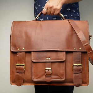 Personalized Genuine Leather Briefcase for Him, Shoulder Bag for Men, satchel bag, leather messenger bag, Leather Laptop Bag, crossbody bag