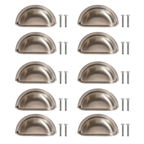 10 Pack Shell Brushed Nickel Cup Handles Kitchen Cupboard Etsy Australia