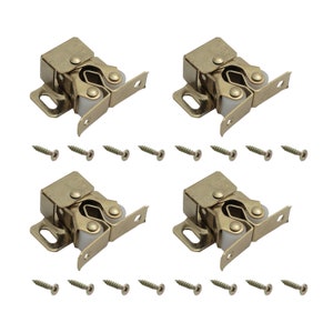 Door Catch Latch, 4 Pack Double Roller Strong Hold Cupboard Cabinet Door Catches, Double Roller Catches Cabinet Catches Door Latches