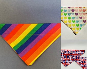 Dog Bandanas,Rainbow, Hearts, Camo, Flowers, Over the Collar, Soft Washable for Puppies and Dogs