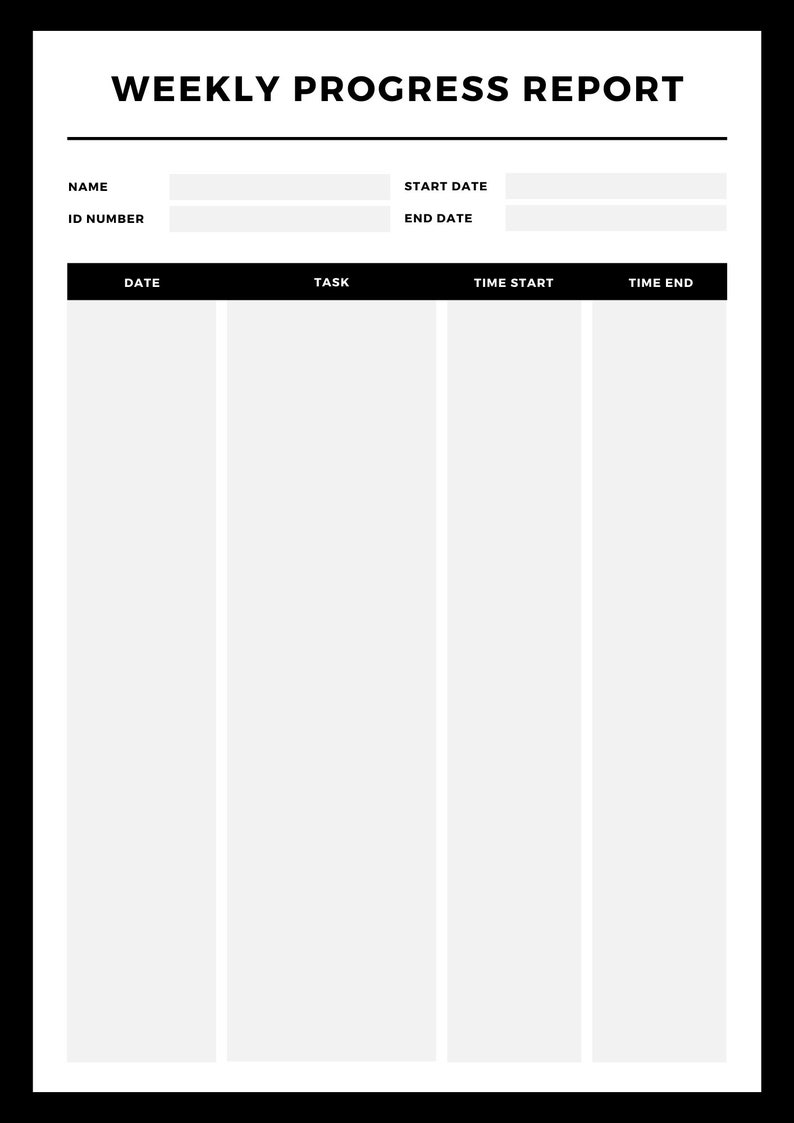 Weekly Printable Report Template, Printable Planner - Etsy