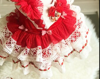 Vestido navideño, vestido navideño de lujo, vestido de princesa, atuendo navideño para niñas, vestido rojo, atuendo navideño para niñas