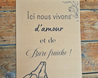 Affiche vivre d'amour et de bière fraîche