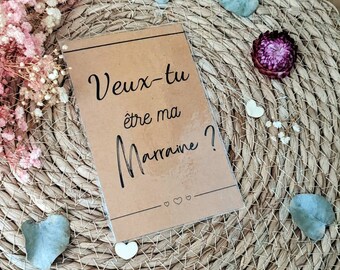 Carte  énigme "veux tu être ma marraine ?"